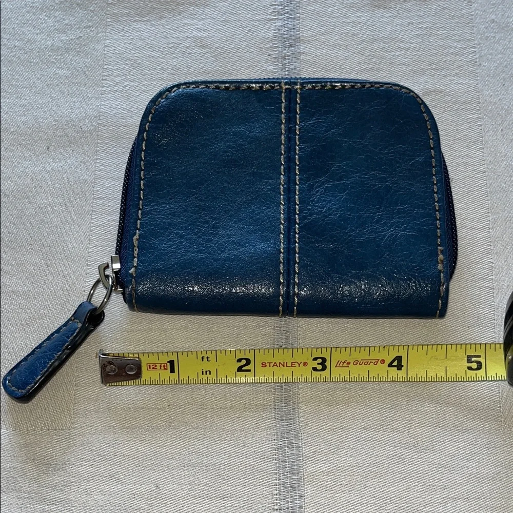 Elegant Franco Sarto Zip-Around Coin Purse Navy Leather Wallet Unisex